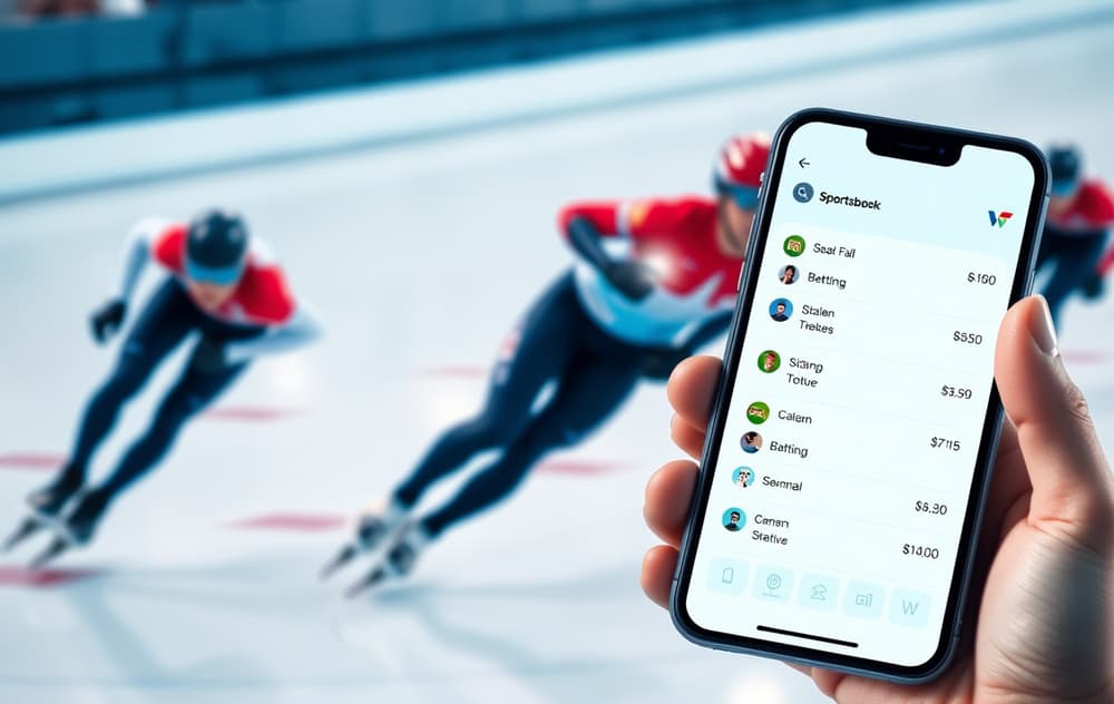Skøyteløp med odds på mobilskjerm