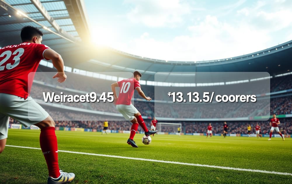 Fotballkamp med cornerkick og odds for spesialer som antall cornere og målscorer